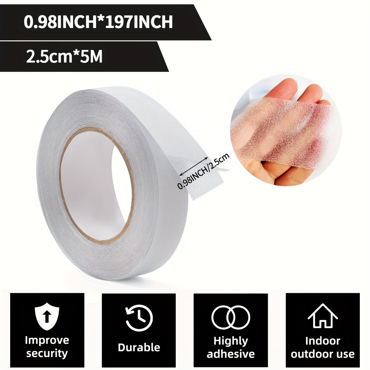 TEMU 1 Roll Of Thickened Anti-slip Tape Designed For Traction, Ideal For Use On Bathtubs, Boats, And Stairs. It Provides A Soft And Comfortable Feel