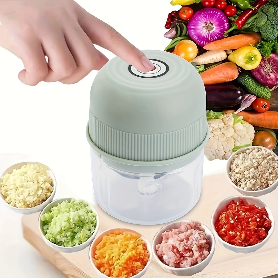 250ml electric mini garlic chopper usb rechargeable meat grinder stainless steel blade round abs cup safety switch 3600 rpm for ginger vegetables and meat grinding details 1