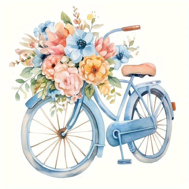 

Flower Bicycle Diamond Painting Kit, Diy 5d Diamond Art Kit For Beginner Diamond Dot Adult Full Diamond Crystal Craft Kit For Home Wall Decor Gift