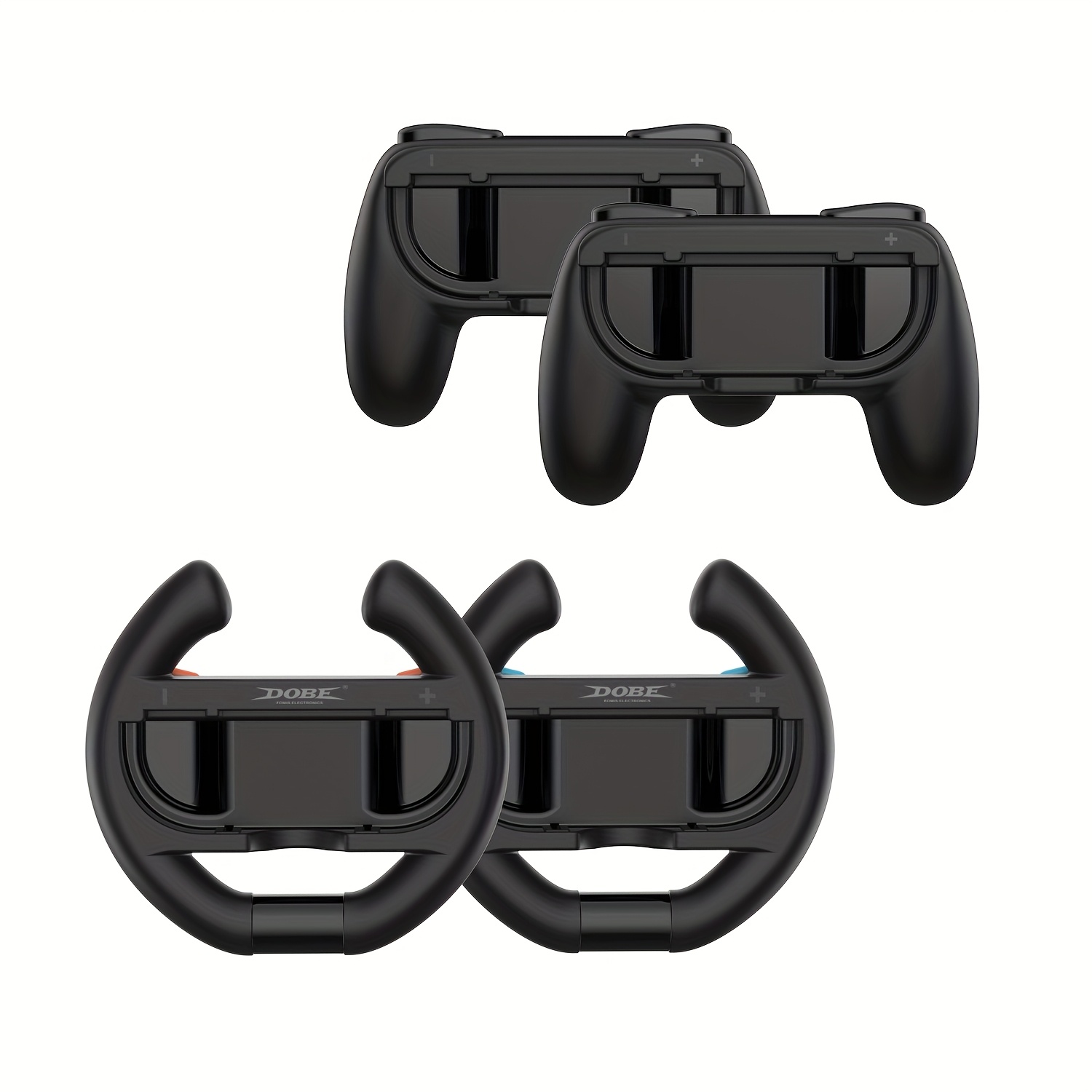 Image of Family Sports Party Pack Accessories Compatible With Switch 2, 4pcs Sets Accessories For Switch 2 (2025), 2pcs Grips For And 2pcs Steering Wheel Compatible For Switch 2