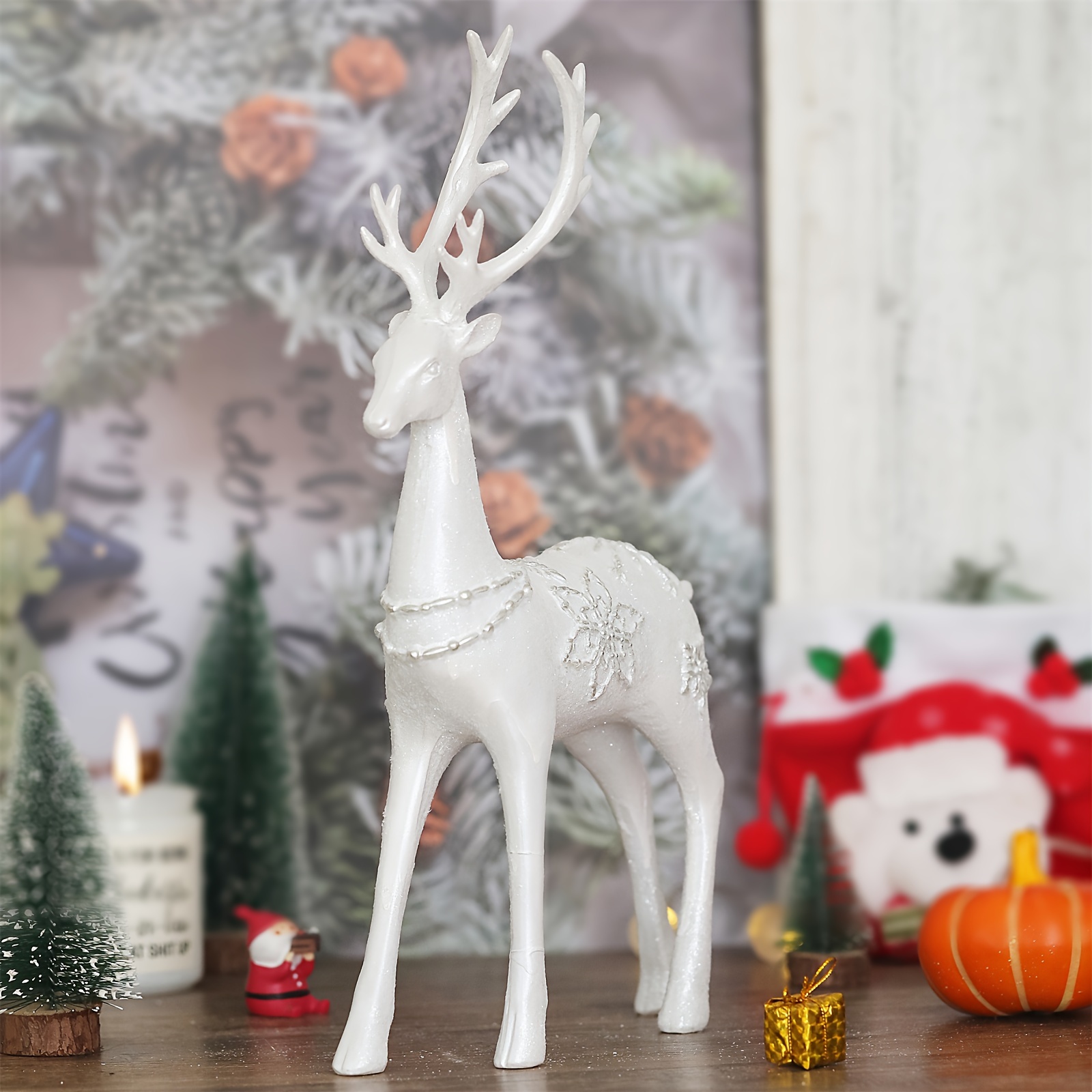 TEMU Christmas Reindeer Statue, Christmas Decorations, Reindeer, Christmas Decorations Indoor, Christmas Figurines, White , , Christmas, Elk, Winter