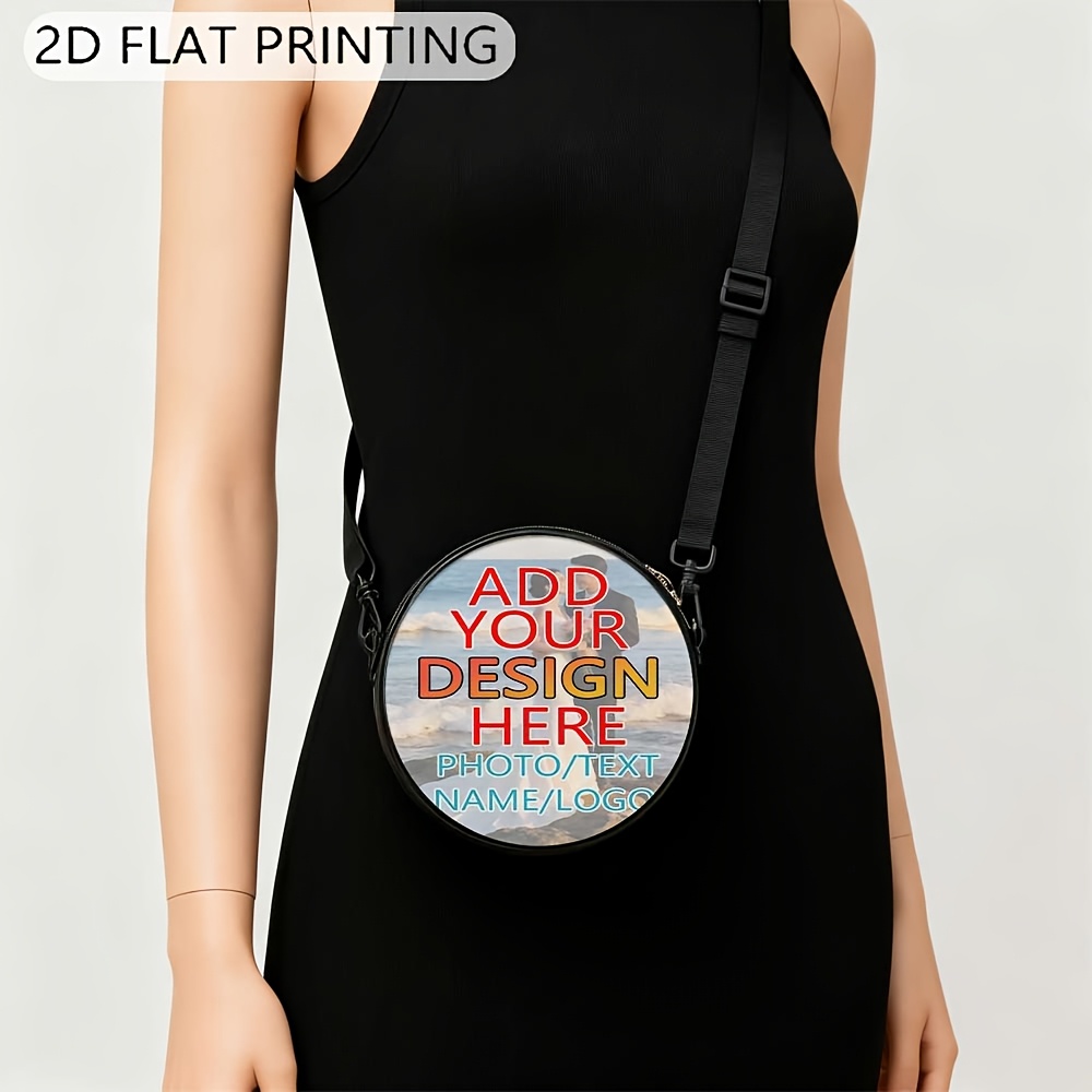 TEMU Custom 1pc Trendy Round Crossbody Bags, Add Your Photo, Small Round Shoulder Bag, Fashion Round Circle Handbag Durable Round Satchel Bag With