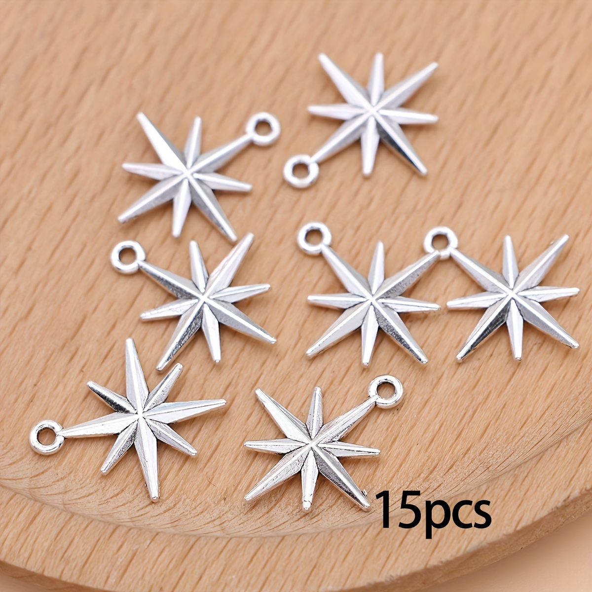 Image of 15pcs Silvery Star Charms Pendants For Jewelry Making Diy Necklace Bracelet Earrings Key Chain Accessories