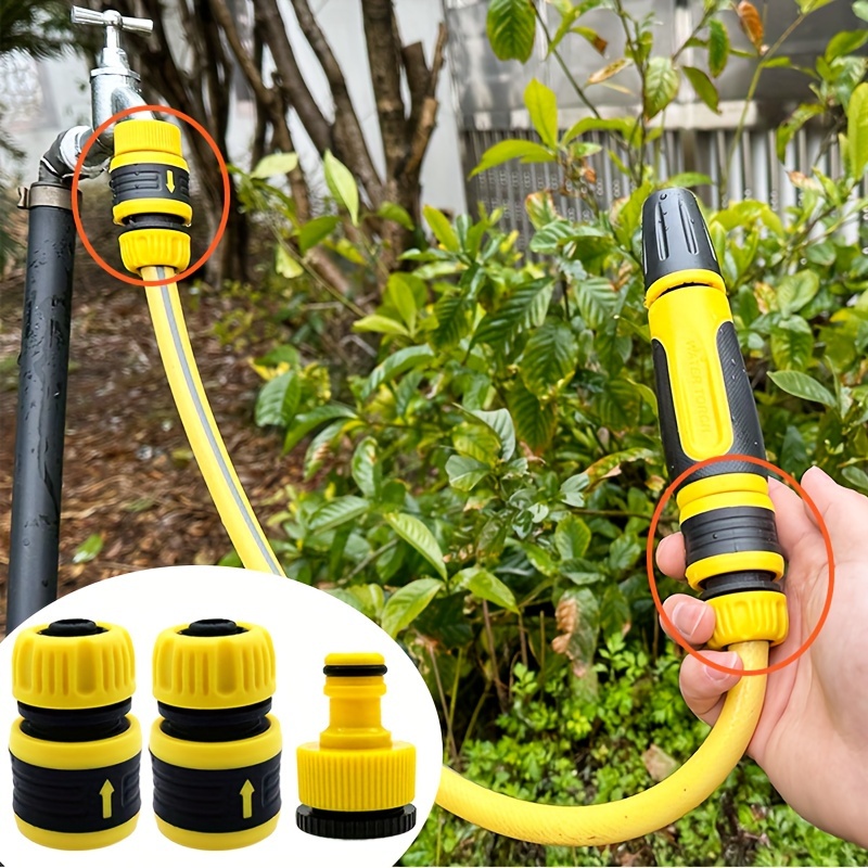 

Garden Hose Quick Connect Kit - 3/6/12pcs, 1/2" Abs Plastic, Includes 2 Connectors & 1 Nozzle, Yellow Rubberized
