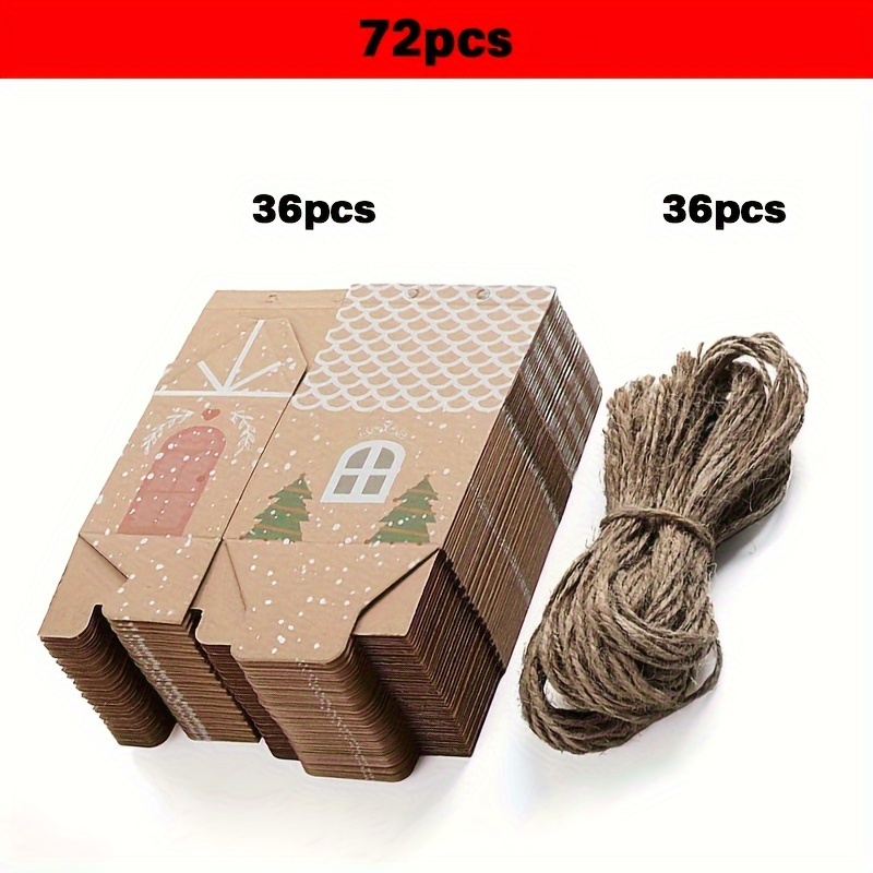 Image of 72/110pcs Set, Christmas House-shaped Candy Box Gift Bags, Perfect For Diy Christmas Cookie Packaging And Party Decorations, Paper Candy Boxes, Christmas Party Decoration Supplies