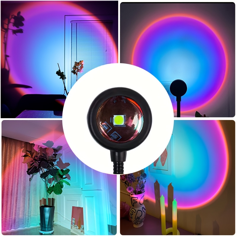 2pcs LED Projection Night Lights for Rainbow & Sunset Effects