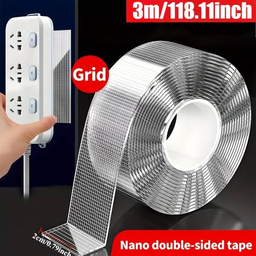 nano double sided tape 5 meters long removable without leaving residue made of transparent pet material high strong load bearing easy to tear and cut high temperature resistant reusable suitable for