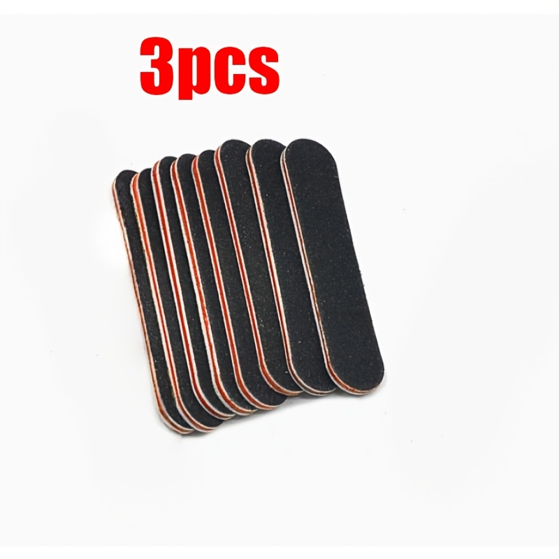 TEMU 3pcs Professional High-end Individual Nail File Set 100/180 Grit Wear-resistant Black Sanding Nail Board Washable Thickened Durable Nail File