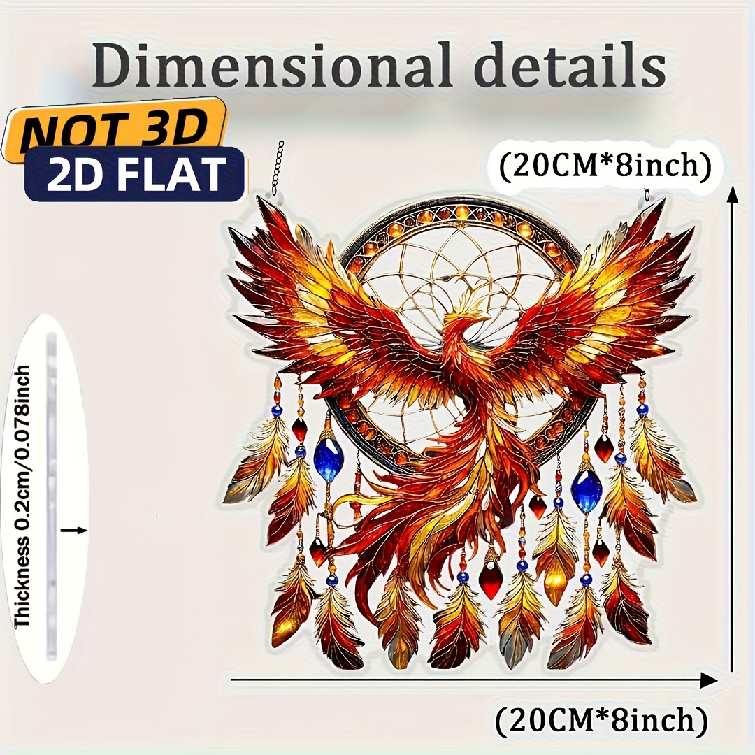 E-shop 2D-Flach, 2D-Flachdruck/Aufstehender Phönix-Traumfänger-Ornament, geeignet zum Aufhängen am Fenster, Geburtstagsgeschenk für Mama, Symbol des