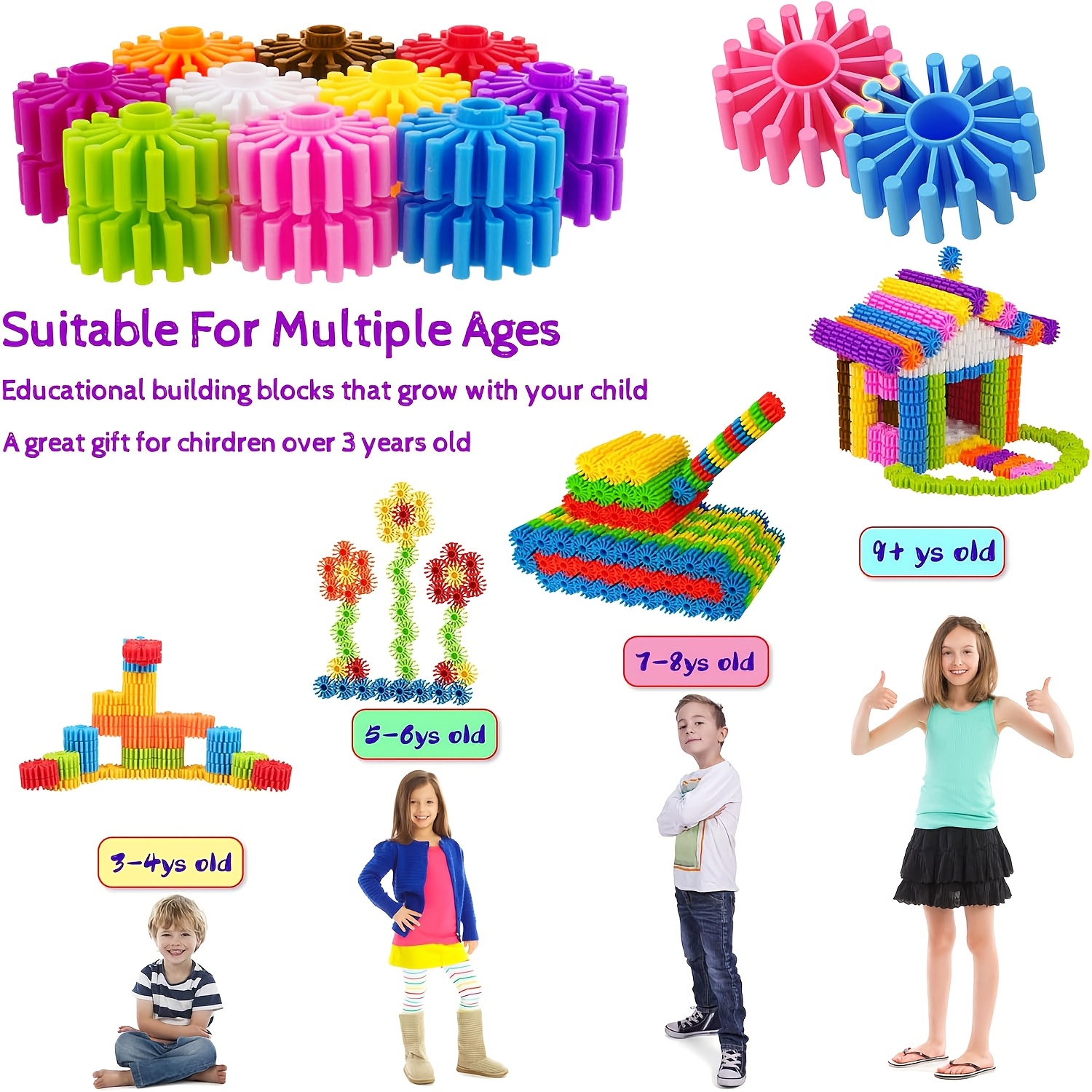 Kids Gear Interlocking Building Blocks, 50/100/130pcs Set
