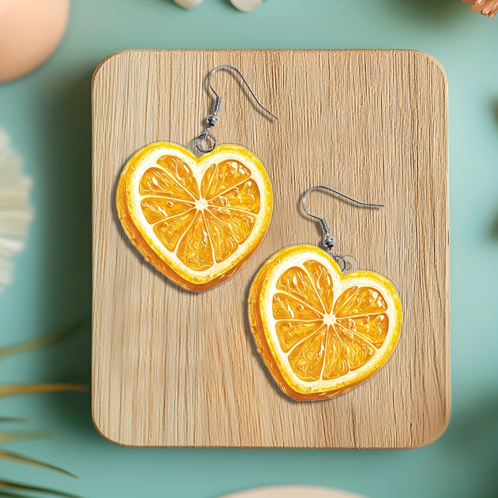 Orange Slice Earrings Lightweight Acrylic Beach Party Jewelry