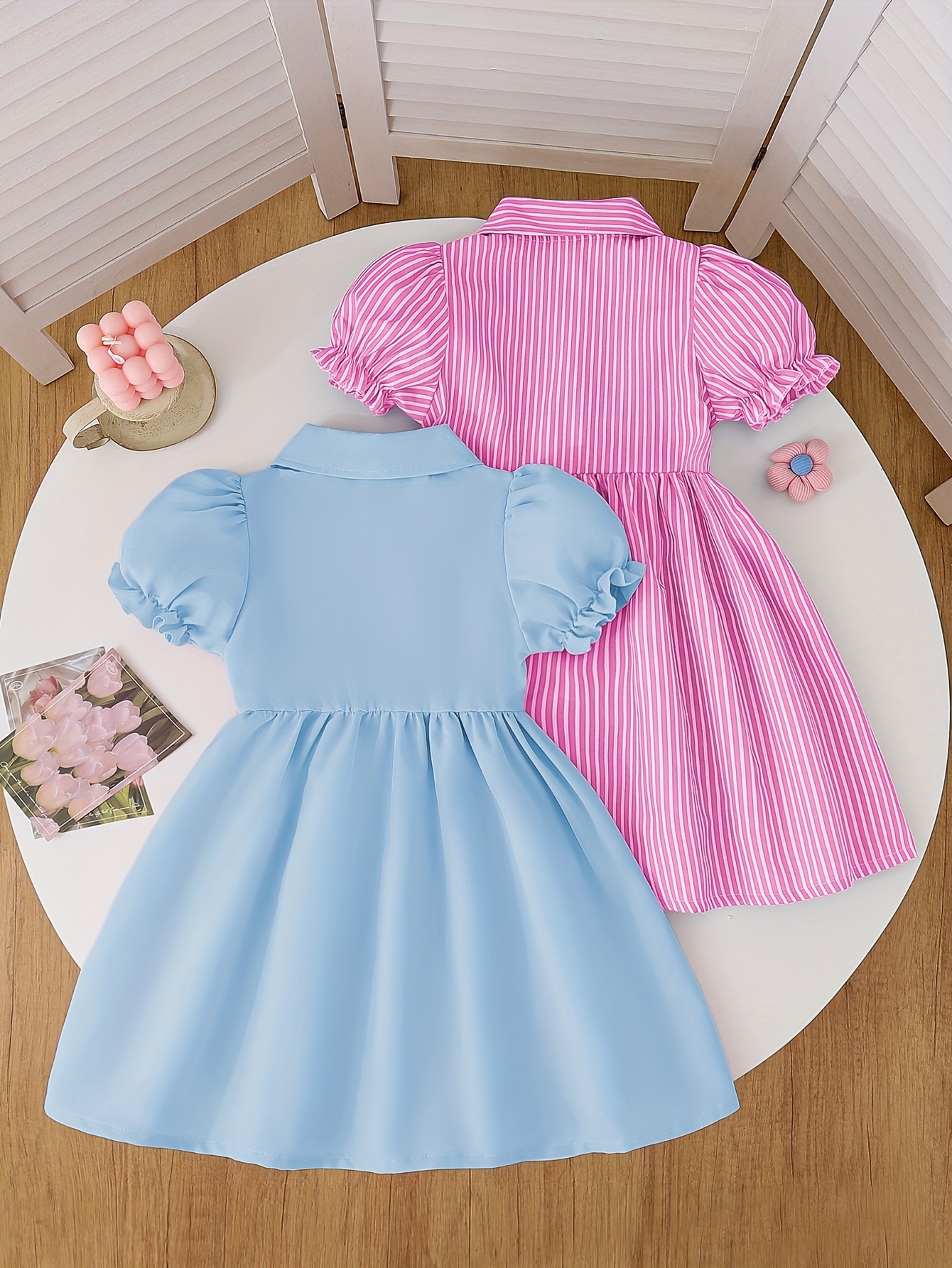 summer dress girls a two piece set a collar short sleeves - Temu Mauritius