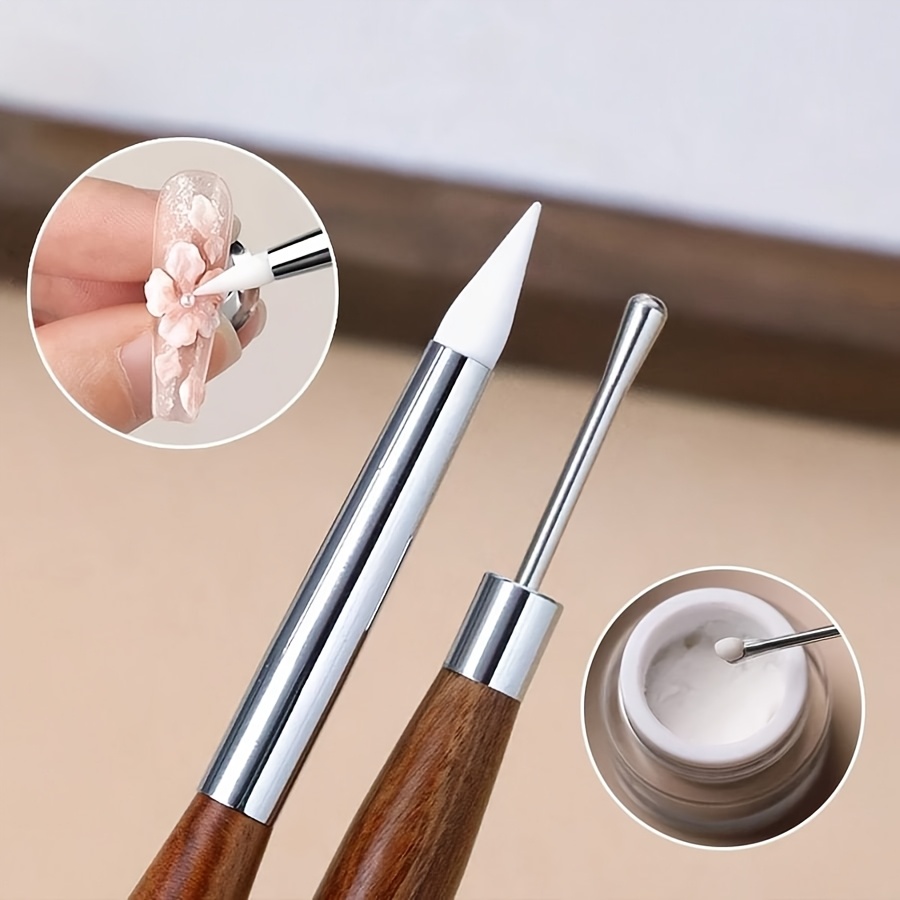 1pc Dual-ended Nail Art Sculpting Gel Pen For Embossing, Dusting, And Multi-functional And Sandalwood Pen
