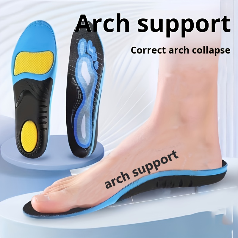1 Pair Arch Support Sneakers - Shock-Absorbing, Breathable Fabric, High-Elasticity, Unisex Sports & Basketball Footwear with Blue & Yellow Design, Arch Support Shoes|Trendy Footwear|Comfortable Fit, Basketball Shoes