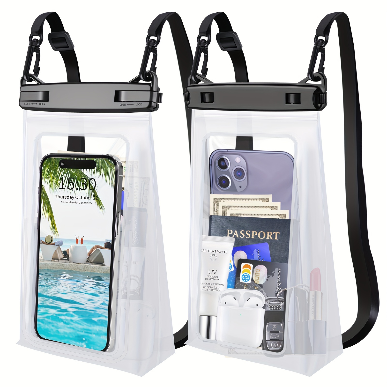 

1pc Waterproof Phone Pouch, Floating Large Cellphone Case Dry Bag For Iphone 15 14 13 Pro Max Samsung S23/ S22, Waterproof Mobile Phone Bag For Outdoor Activities, Crossbody Pouch