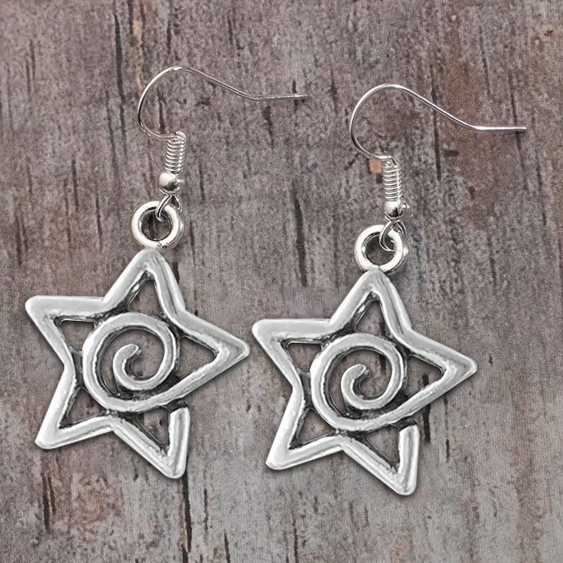 

Retro Gothic Style Star Spiral Design Dangle Earrings, Jewelry Female Earrings For Ladies For Daily Wear