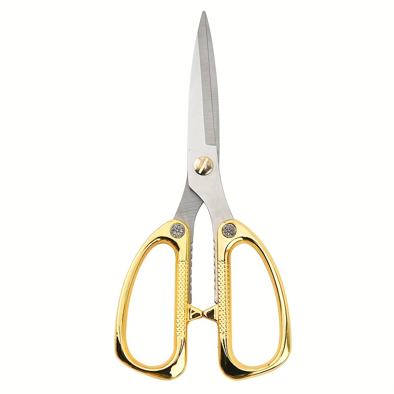 1pc, Stainless Steel Kitchen Scissors, With Golden Handle, Shears For & Use, Kitchen Utensils, Kitchen Supplies, Kitchen Accessories, Kitchen Stuffs