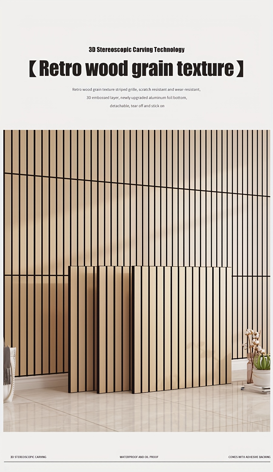 15/30pcs Luxury Vintage European Thickened 3D Embossed Grid Stripe Wall Panels, 15.75inch x 15.75inch, Vinyl Wallpaper Self-Adhesive, Easy to Maintain Matte Finish Decorative Stickers, DIY Removable Design, Waterproof and Scratch Resistant Washable, Suitable for Bedroom Living Room Bathroom Kitchen etc. Wall Decals