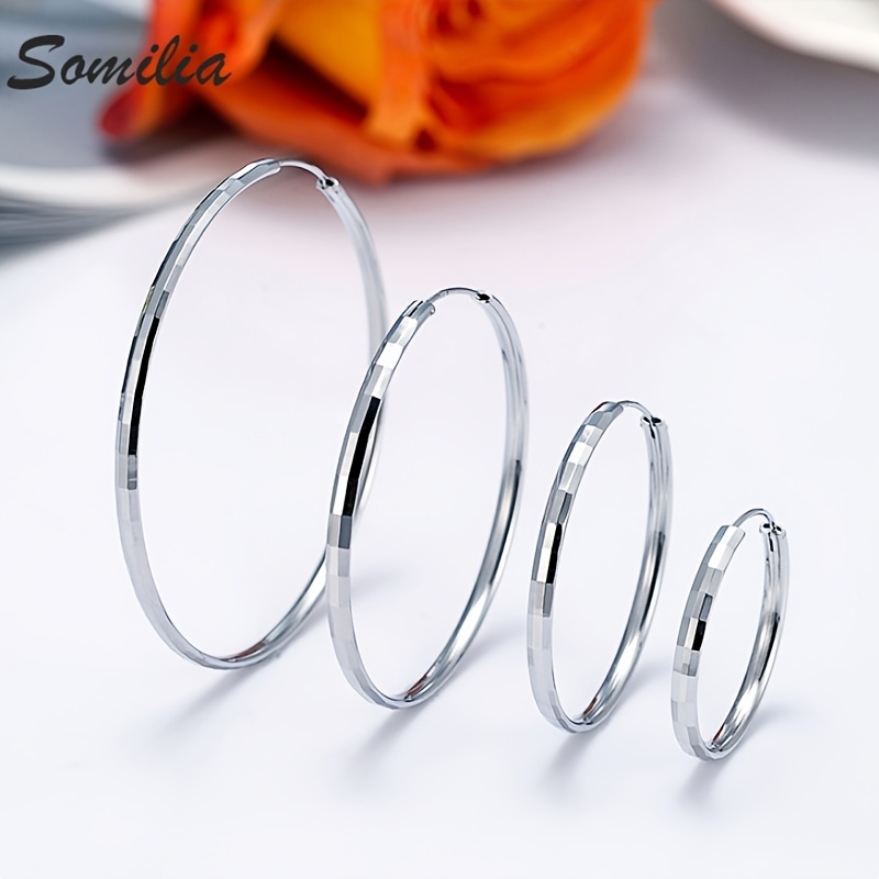 Women's Silver-Plated Large Circle Fashion Earrings