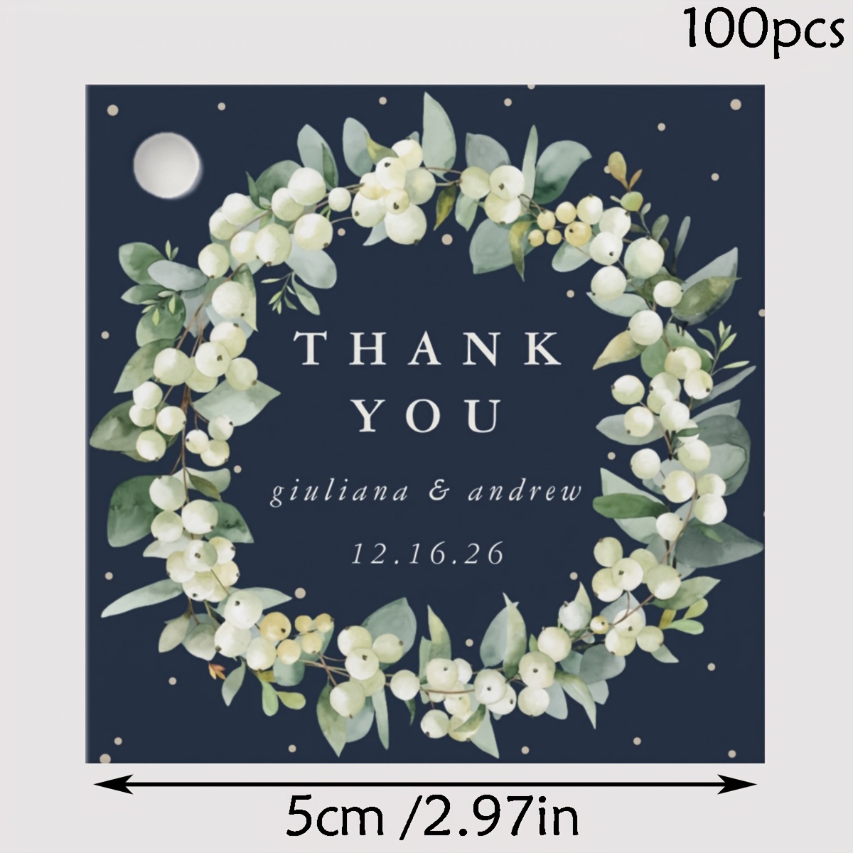 TEMU 100pcs Custom Exquisite Wedding Welcome Gift Tags, Emerald Green Leaf Wedding Welcome Gift Tags, Custom Wedding Favor Tags, Personalized Thank