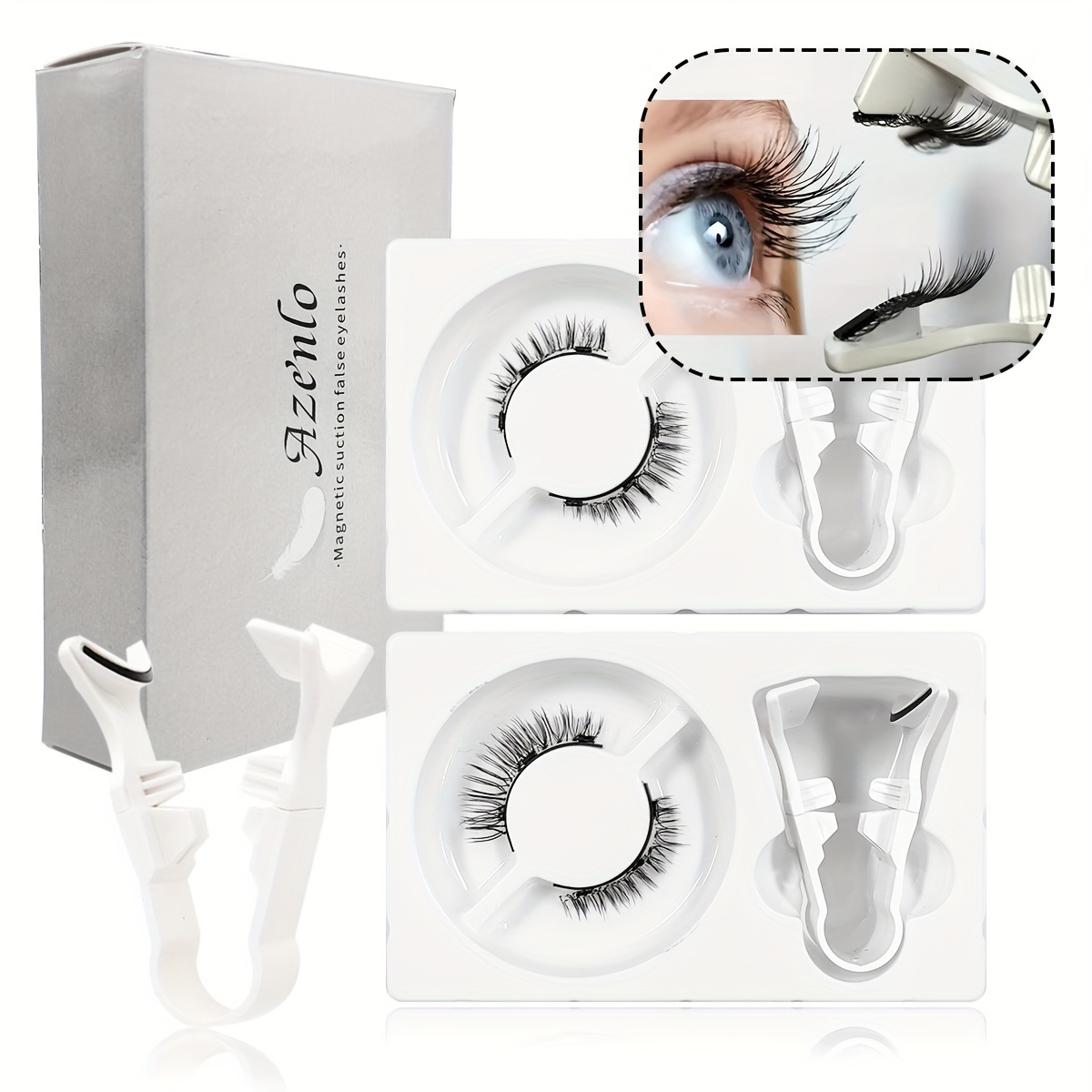 

Easy-to-wear Magnetic False Eyelashes Kit - 1 Pair With Applicator, Glue-free & Reusable, Thick & Long For A Natural Look