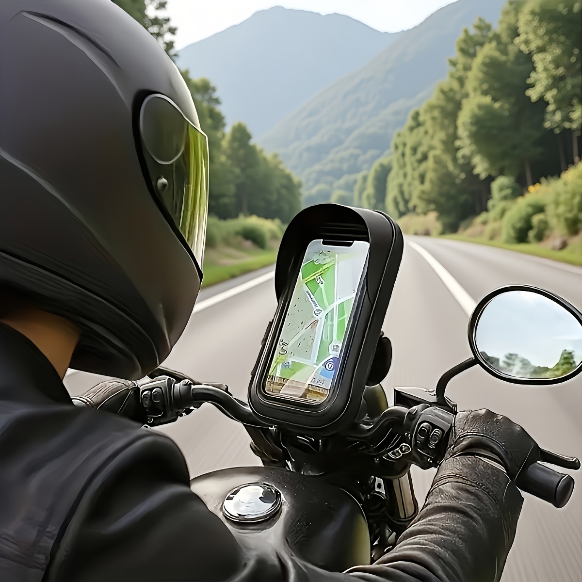 1pc bicycle motorcycle phone holder bag mountain bike phone holder bag 360 rotatable phone holder durable abs handle holder with detachable rainproof and dustproof electric vehicle additions bicycle additions motorcycle additions