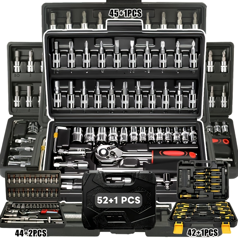high end professional 45 1 44 2 42 1 52 1pc tool set auto bicycle repair machinery kit 1 2 inch 1 4 inch 3 8 inch drive depth and standard wrench   grade auto parts repair ratchet wrench and other auto repair accessories tool set