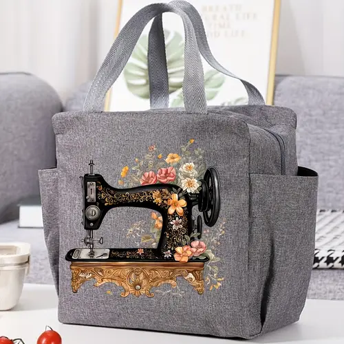 vintage floral sewing machine tote bag with sunflower and details large womens handbag suitable for and gifts