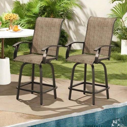 outdoor iron swivel bar stools set of 2 with textiline fabric multiple colors