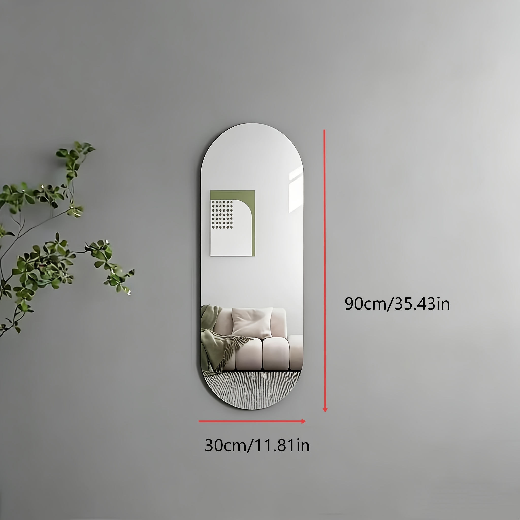 item picture 1pc of acrylic full length   ideal for home use in bedrooms   and wardrobes this wall mounted cosmetic   requires no drilling and is perfect for living rooms   bathrooms and bedrooms measuring 30   cm