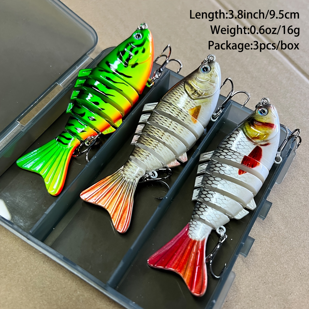 

3pcs Lures Set - - Plastic, 3d Printed & Painted For Bass, Trout, Crappie, Walleye, - Sinking Swimbaits For & Angling