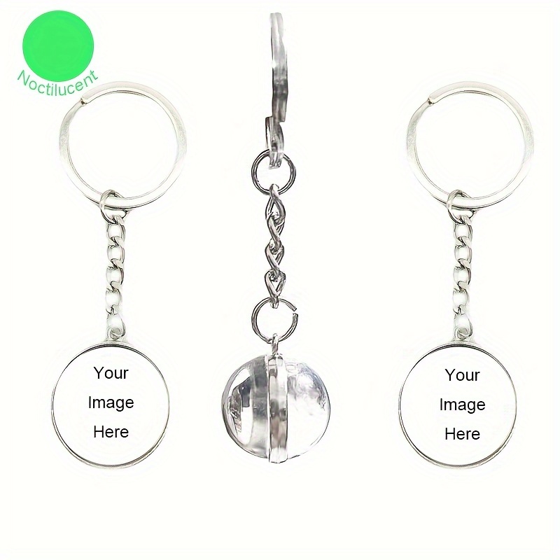 TEMU Custom Photo Luminous Keychain, Alloy, Fashionable Double-sided Heart-shaped Keyring, Personalized Gift For Girlfriend, Souvenir Family Present