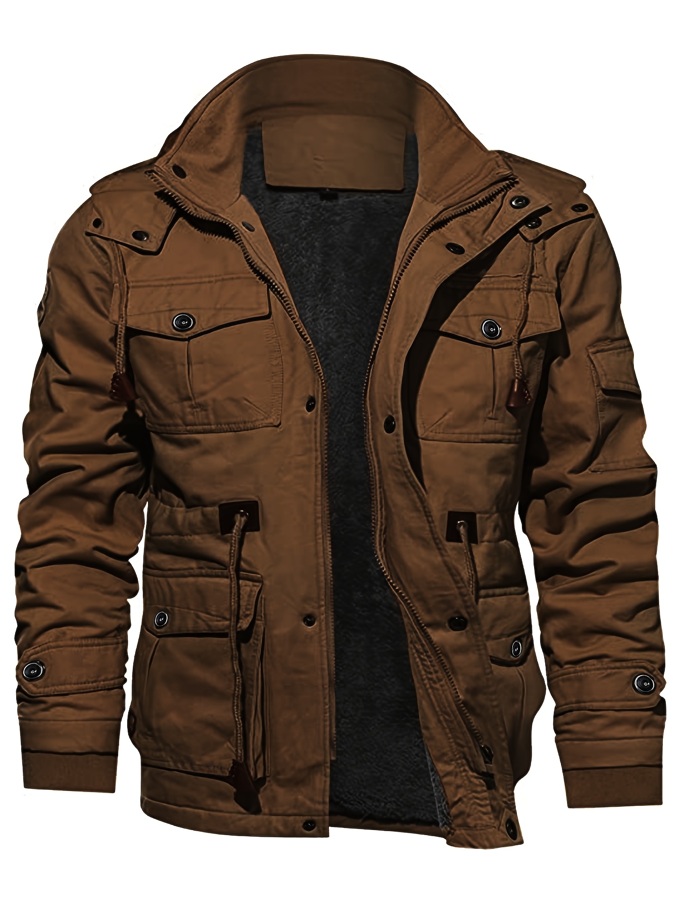 mens thick winter hooded jacket work jacket large pocket coat