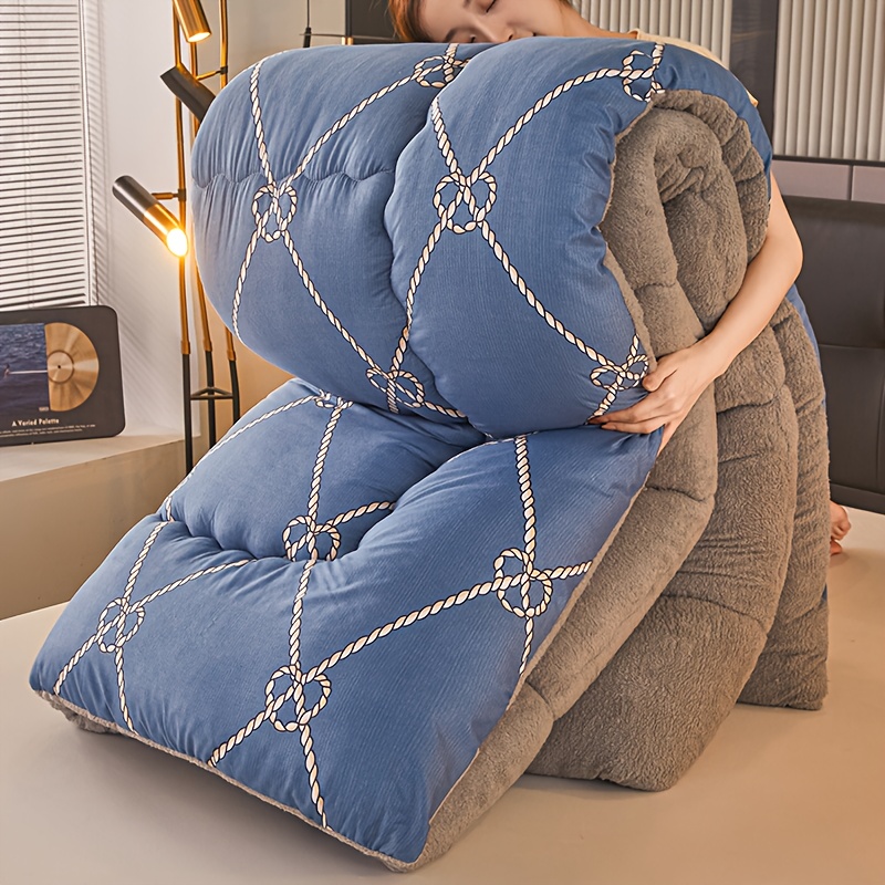 TEMU 1 Couette de luxe ultra-douce et confortable en velours de lait, literie d'hiver en à chauffage en 3 secondes, housse de couette épaisse et