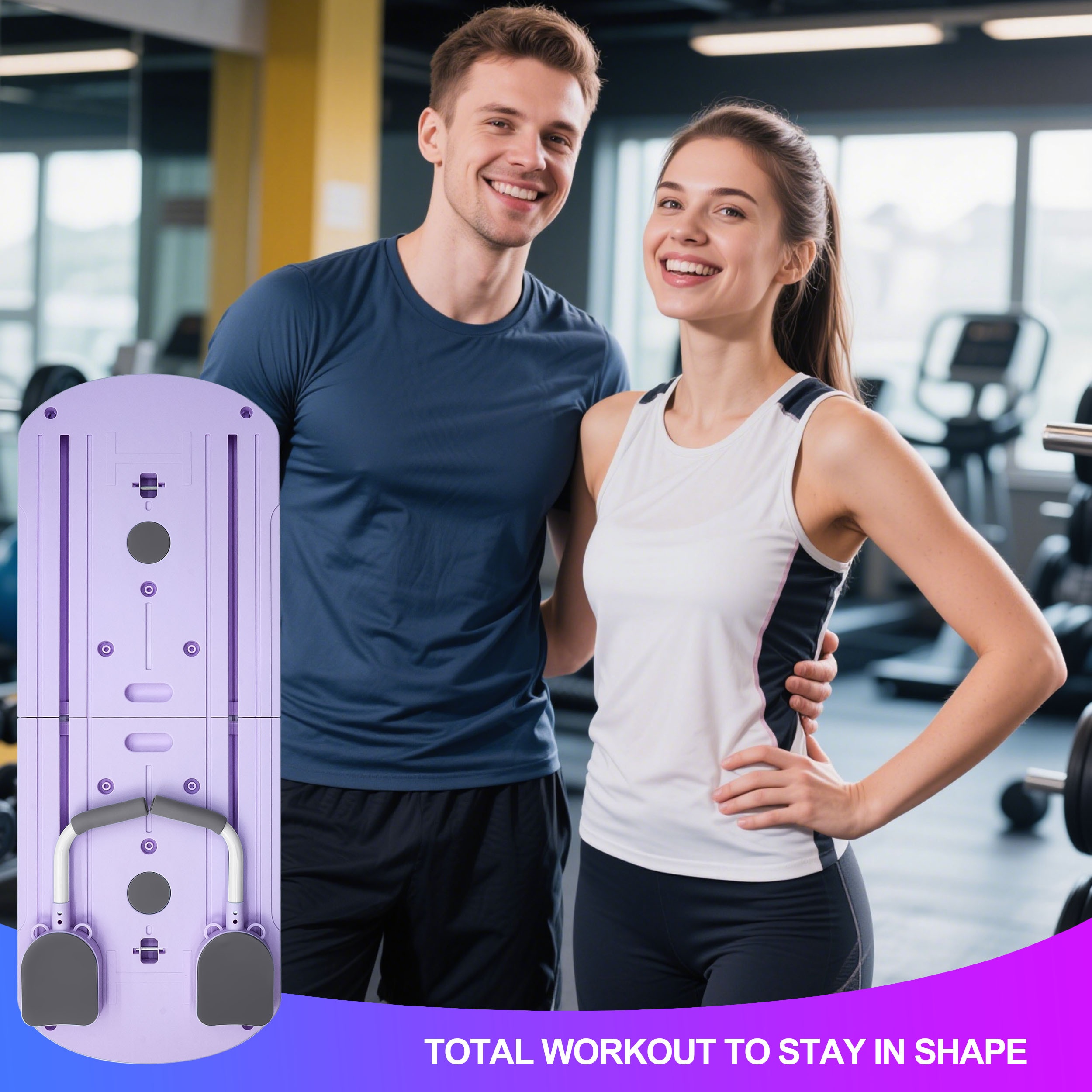 1pc 8-in-1 Multifunctional Foldable Pilates Board - Full-Body Workout Platform with Core, Hip, Leg, Arm Exercises - Compatible with Resistance Bands (Home Gym Equipment) - Space-Saving Foldable Design, Non-Slip Surface - PP Material for Stability - Ideal for Beginners, Advanced, Men & Women - Perfect Gift for Women's Day, Housewarming - Purple Fitness Trainer, Gym Accessories, Educational Fitness Gear, Core Training, Compact Design, Stable Base, Beginners Workout