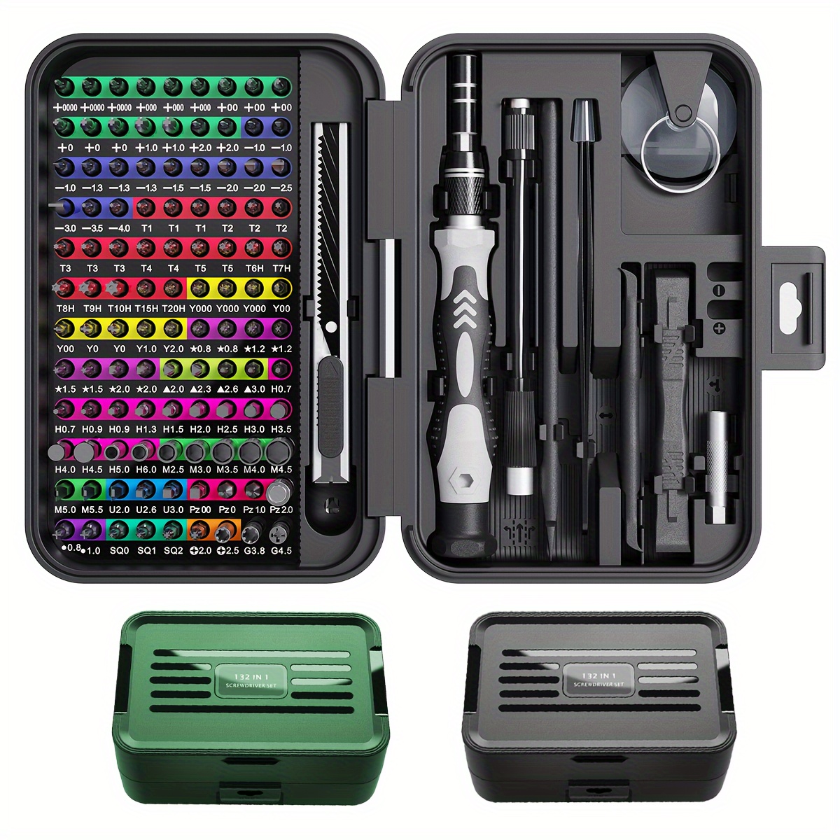 

132 In 1 Precision Screwdriver Set With Color- Bits And Flexible Handle - Includes 108 Magnetic Bits And Storage Box