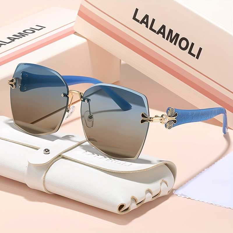 TEMU Laalamoli Women's Large Square Frameless Polarized Fashion Glasses, - Turtle Shell Pattern, And , Fashion Protection Box And Fabric , Style And