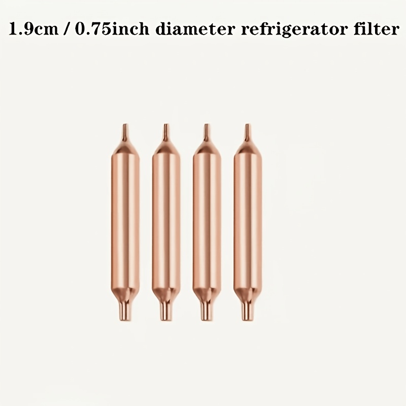 TEMU Ensemble de 4 filtres de sécheuse de réfrigérateur universels en cuivre, double filtration, à queue unique, matériau en cuivre pur, aucune