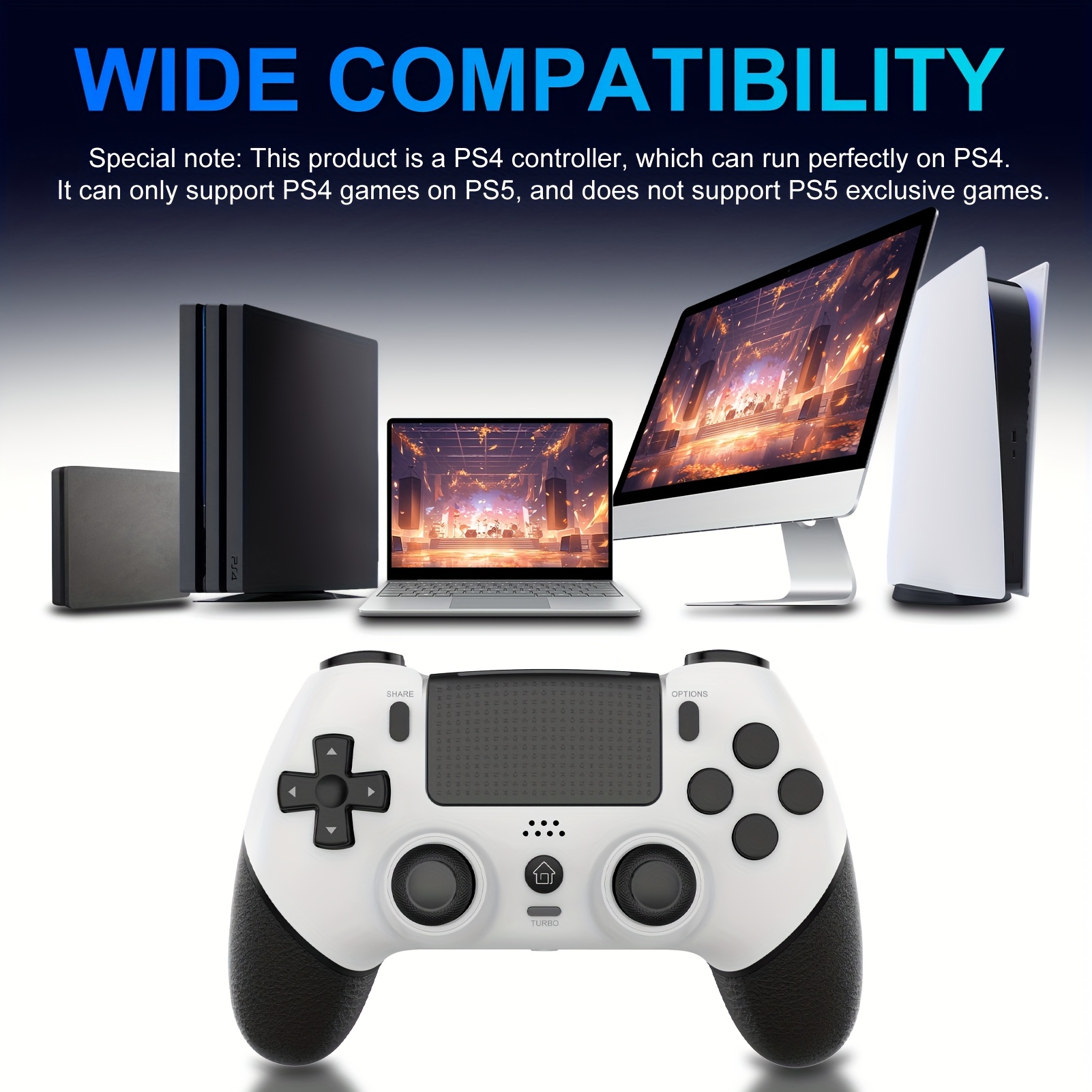 Wireless Game Controller for PS4, Slim, Pro, And PC Featuring Hall Effect Joysticks, a Gamepad with a 1000Mah Battery, Vibration, 6-Axis Gyro, Multi-Touch Pad, And a 3.5Mm Audio Jack