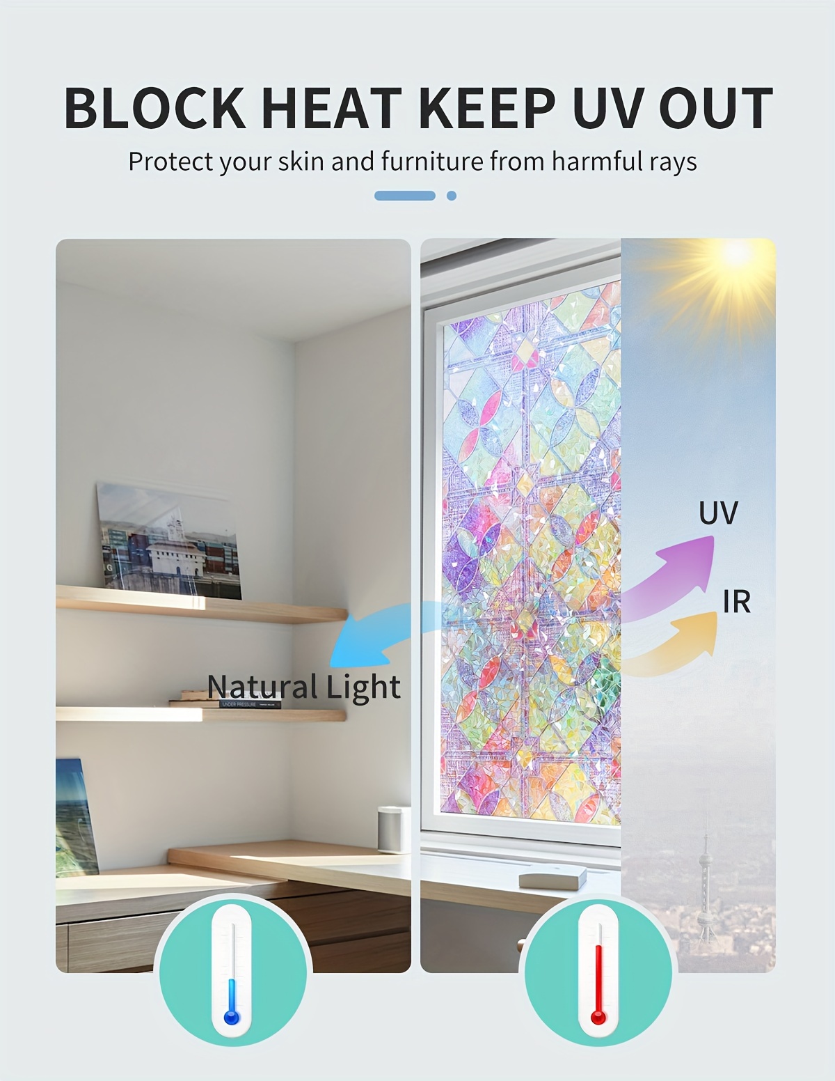 1pc frosted thick crescent diamond pattern privacy window film electrostatic no     semi transparent heat   protection ideal for home bathroom doors kitchens 9mil pvc colorful design details 2