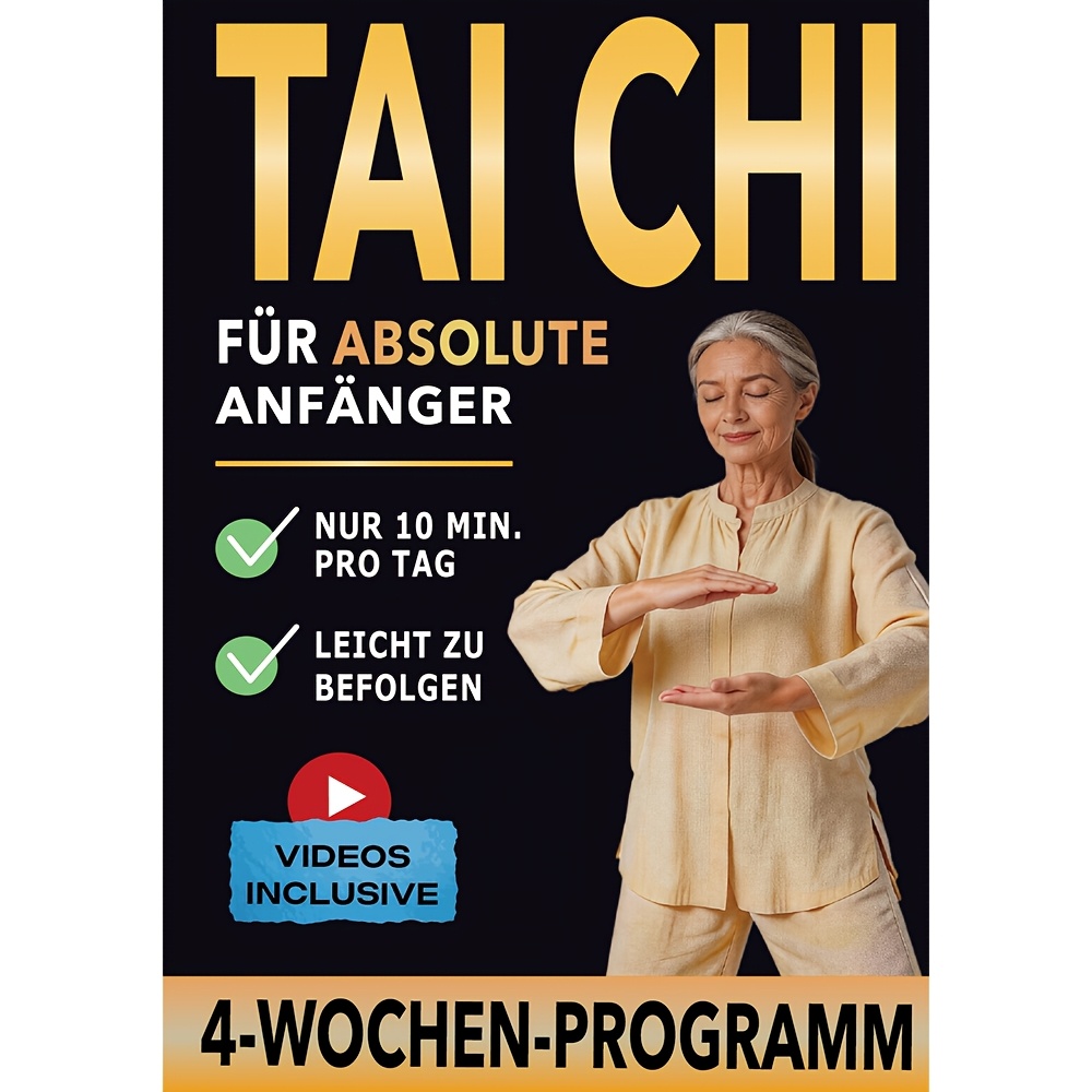 [written In German] Tai Chi Practice Book For Beginners: 10-minute Routines For Increased , Flexibility, Focus, And Vitality - With Instructions, Illustrations & Video Tutorials