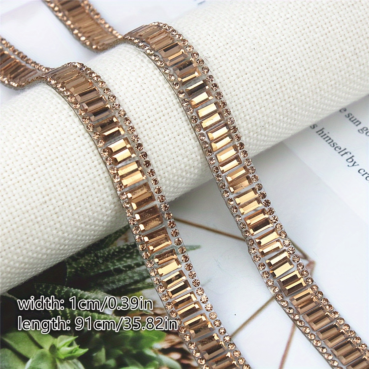 Image of 1 Meter Of Rhinestone Hot Melt Glue Decorative Ribbon For Clothing Edges, Collars, Belts, Shoes, Bags, Hats, And Craft Supplies