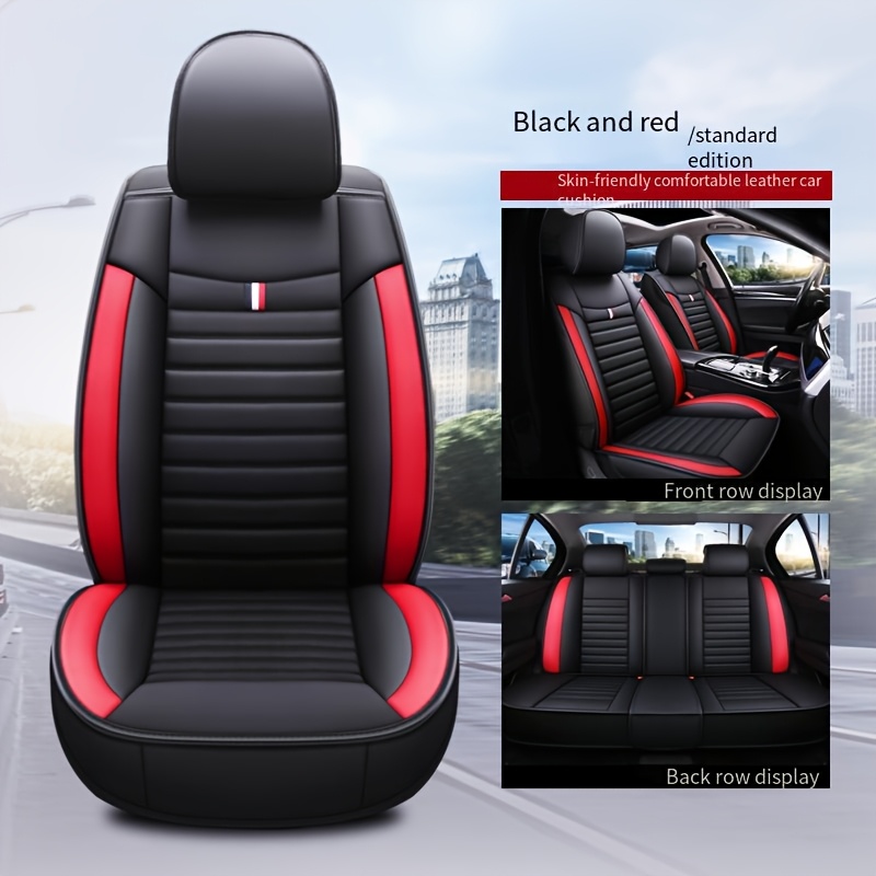 TEMU Five-seat Leather Seat Covers Car Seat Covers / Full Surround Design Car Seat Sofa Covers / Wear-resistant Easy To Clean Breathable / Universal