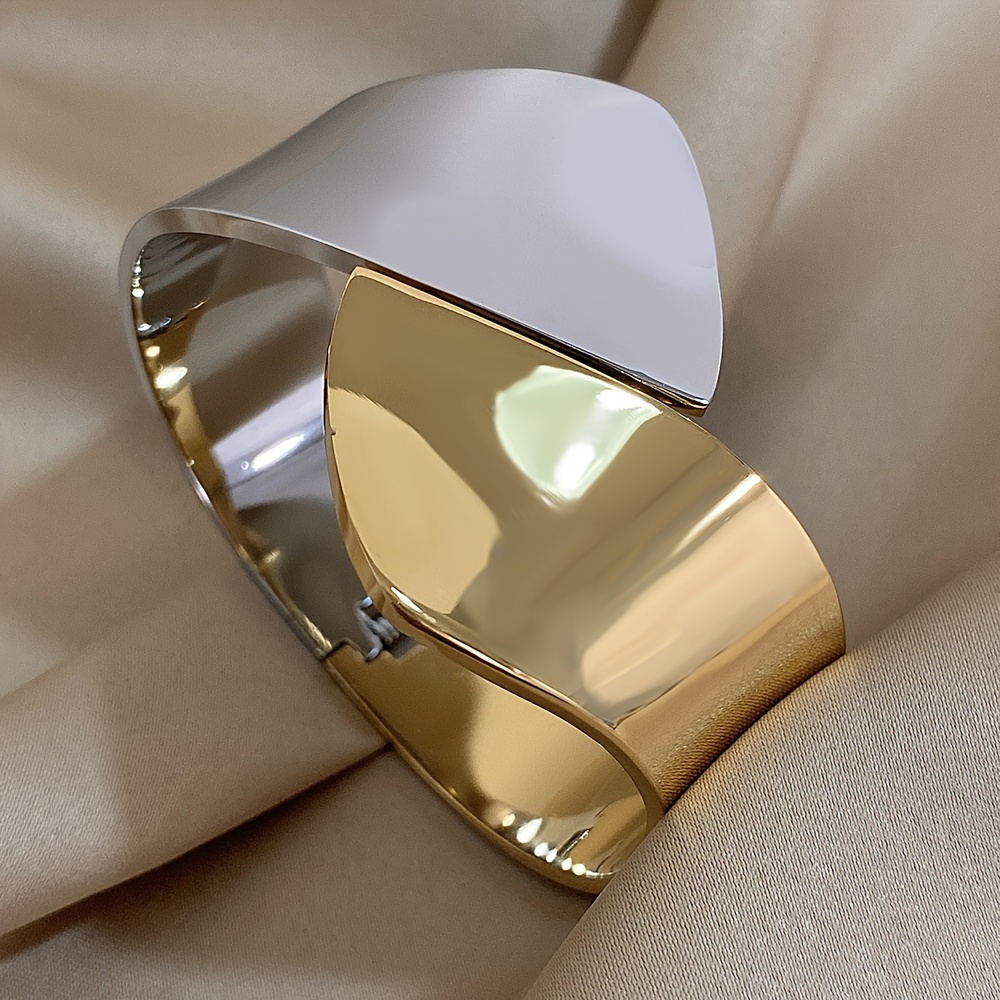 Chunky Wide Bracelets Bangles,stainless Steel Waterproof Bangle For Women Cuff Wristband Vintage Jewelry
