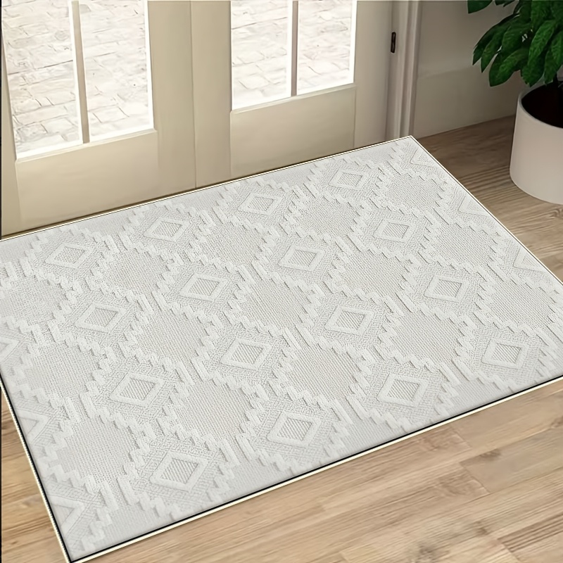 TEMU Velvet Geometric Pattern Summer And Autumn Area Rug, Suitable For Living Room, Bedroom, Dining Room, Bathroom, Balcony, Room Accessories - Rug