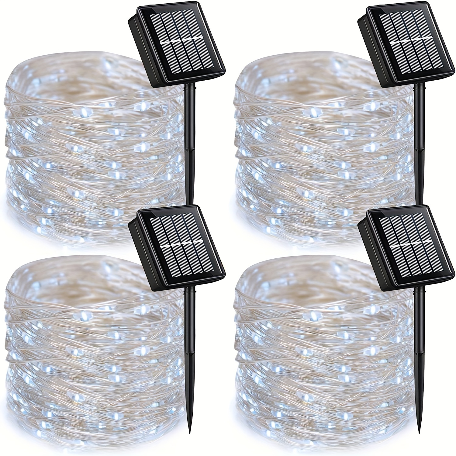 

2/4/6/8 Pack 220/440/660/880 Ft 600/1200/1800/2400 Led Solar Powered Fairy Lights With 8 Waterproof Decoration Copper Wire Lights For Patio Yard Trees Christmas Wedding Party (white)