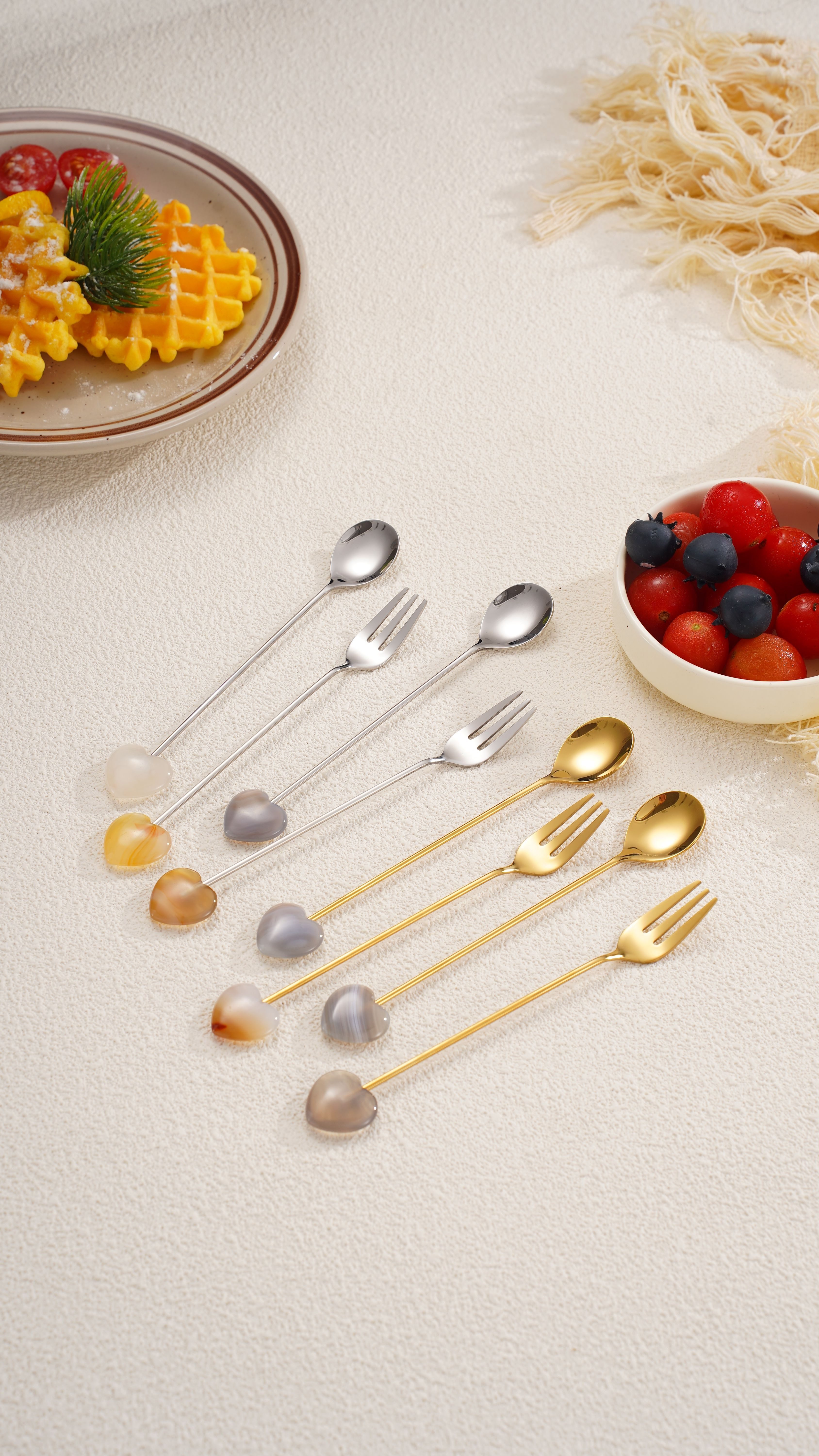 elegant stainless steel spoons with polished   shaped gemstones     a   to   tea desserts or appetizers suitable for christmas halloween easter hanukkah and thanksgiving details 7