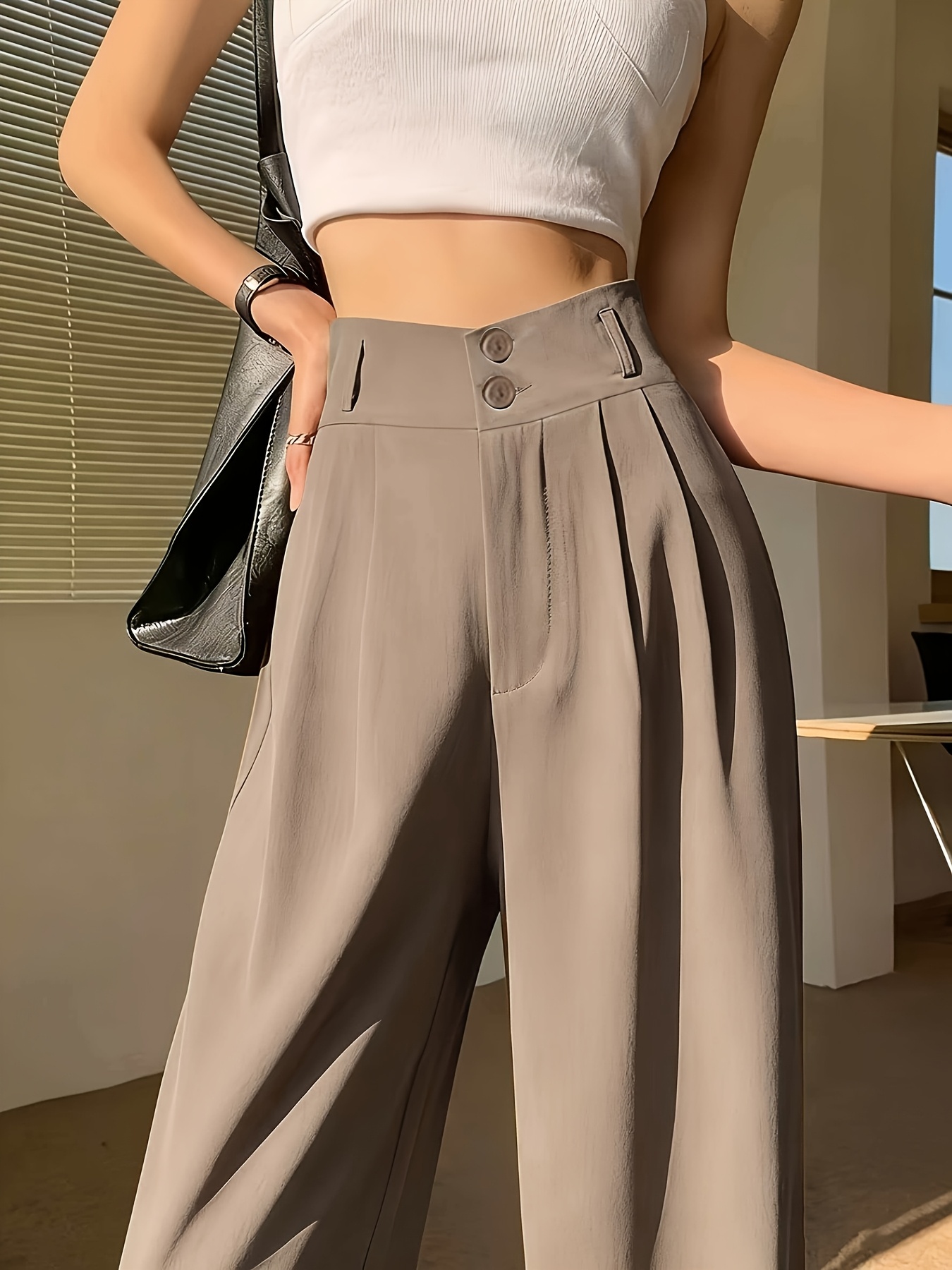 chinese dress ladies Pleated Wide Leg Dress Pants for Tall Women in Navy 18 / Extra Tall / Navy