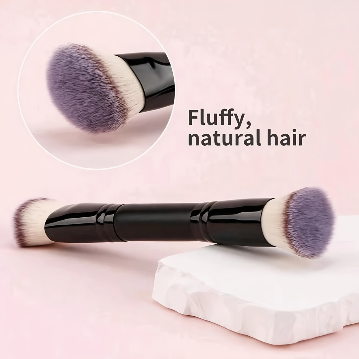 

Luxurious Black & Golden Dual-ended Makeup Brush - Fluffy, Natural & Contour Brush With Soft Nylon Bristles For Seamless Blending, Beauty Tool For Types, Makeup Brush Set