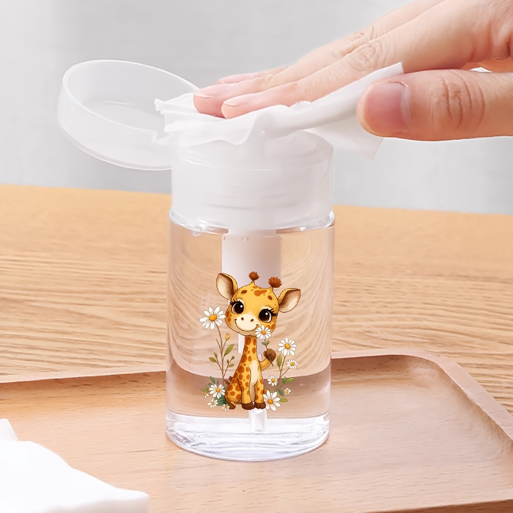 TEMU 1 pièce Flacon distributeur de soins de voyage avec motif de et de fleurs - Flacon à pompe de petite , Récipient cosmétique rechargeable, Flacon